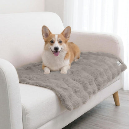 Paw Inspired Waterproof Dog Blanket, 40X30 Inch Size, Beige | Soft Faux Fur Throw, Fur-Resistant Fleece, Washable Pet Blanket, Waterproof Protection for Couch, Bed, Furniture, Crate, Car12