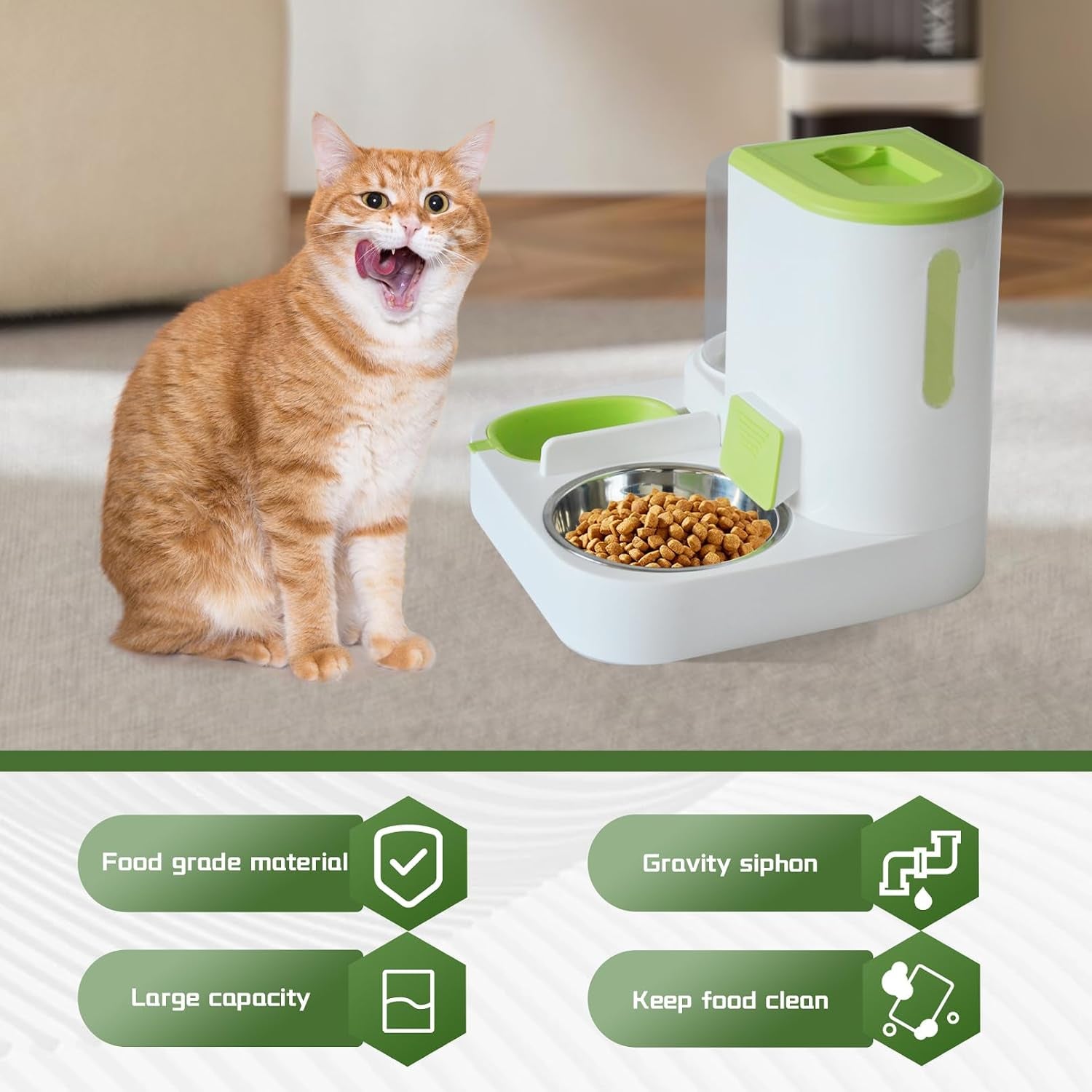 2-in-1-automatic-cat-feeder-water-dispenser-gravity-pet-feeder-stainless-steel-food-water-bowl-all-in-one-large-capacity-self-feeding-for-cats-dogs-small-medium-petsgreen