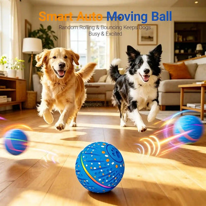 Interactive Dog Ball Toy for Small Medium Dogs – Automatic Rolling, Bouncing & Moving Dog Toy with LED Lights, 2-In-1 Fetch Toy, Durable E-TPU, USB Rechargeable (2.8” Blue)2