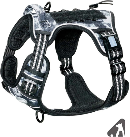 Auroth Tactical Dog Harness for Large Dogs No Pull Adjustable Pet Harness Reflective K9 Working Training Easy Control Pet Vest Military Service Dog Harnesses Army Yellow L59