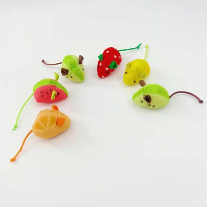 Catnip Cat Mice Toys Interactive Mouse Cat Toy for Indoor Adult Cats Kitten Kitty Baby Cat Chew Exercise Toy Fruit-Shaped Mice Cat Toy Set - 5PCS4