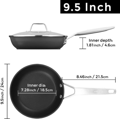 9.5 Inch Nonstick Frying Pan with Lid, Grey Cooking Pan Skillet | Non Toxic, Even Heating, Easy Clean, Dishwasher & Oven Safe, Suitable for Gas & Electric & Induction Stoves, PFOA & PFAS Free7