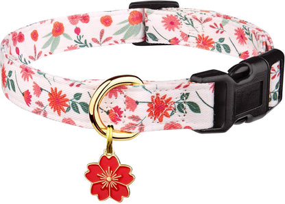 Cotton Dog Collar White and Pink Love Heart with Pendant Cute Dog Collar S | Handmade Distinctive Patterns Skin-Friendly and Breathable Girl Boy Dogs Collars15