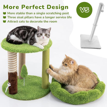 WOOCHPET 20 Inch Small Cat Tree for Indoor Cats and Kittens, Cat Tower with 3 Sisal Scratching Posts, Removable Washable Perch Bed, Hanging Toy Ball, Compact Cat Condo for Small Spaces4
