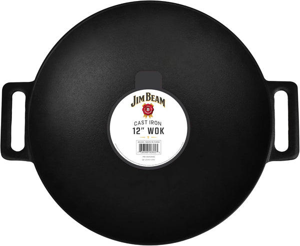 12'' Pre Seasoned Heavy Duty Construction Cast Iron Grilling Wok, Griddle and Stir Fry Pan3