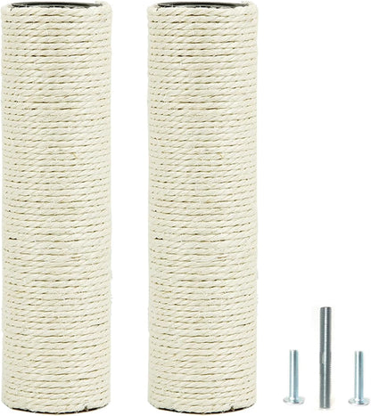 2Pcs M10 Cat Tree Replacement Post - 10Mm Bolt Sisal Cat Scratching Post Replacement Pole DIY M10 Bolt Sturdy PVC Tubes Screws Included (2.36 * 19.68")9