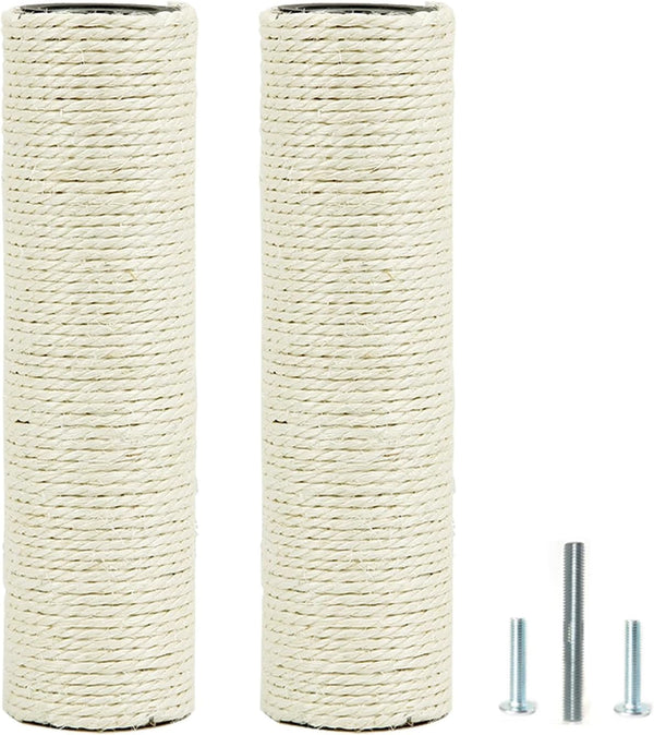 2Pcs M10 Cat Tree Replacement Post - 10Mm Bolt Sisal Cat Scratching Post Replacement Pole DIY M10 Bolt Sturdy PVC Tubes Screws Included (2.36 * 19.68")9