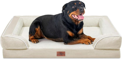 Comfort Expression Orthopedic Dog Bed for Extra Large Dogs with Bolster | Waterproof Dog Couch Bed with Washable Cover & Non-Slip Bottom, Supportive Egg Crate Foam XL Pet Bed, 42X30 Inch187