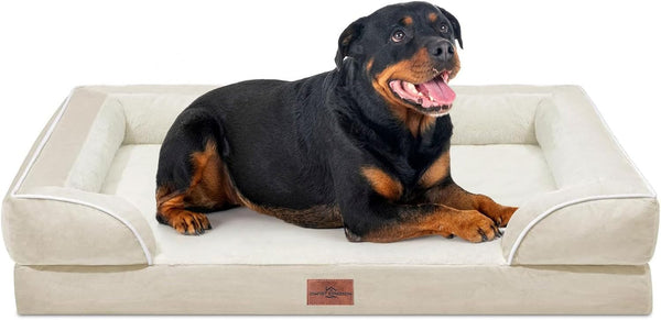 Comfort Expression Orthopedic Dog Bed for Extra Large Dogs with Bolster | Waterproof Dog Couch Bed with Washable Cover & Non-Slip Bottom, Supportive Egg Crate Foam XL Pet Bed, 42X30 Inch187