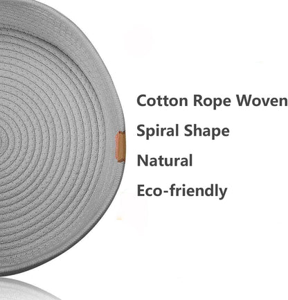 Large Cat Bed Basket round Cotton Rope Woven - Calming Rope Bed Sleep Surface 17.7 Inches(45 Cm),Cozy Scratching Indoor Pet Bed for a Large Cat or 2 Small Cats,Fit up to 20 Lbs Pets,Washable,Grey3