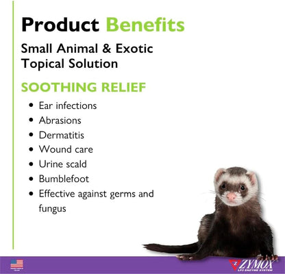 Zymox Small Animal & Exotic Topical Solution, 1.25 Oz. – Supports Healthy Skin & Ears for Dog, Cat, Rabbit, Guinea Pig, Ferret, Hamster, Chinchilla, Monkey2