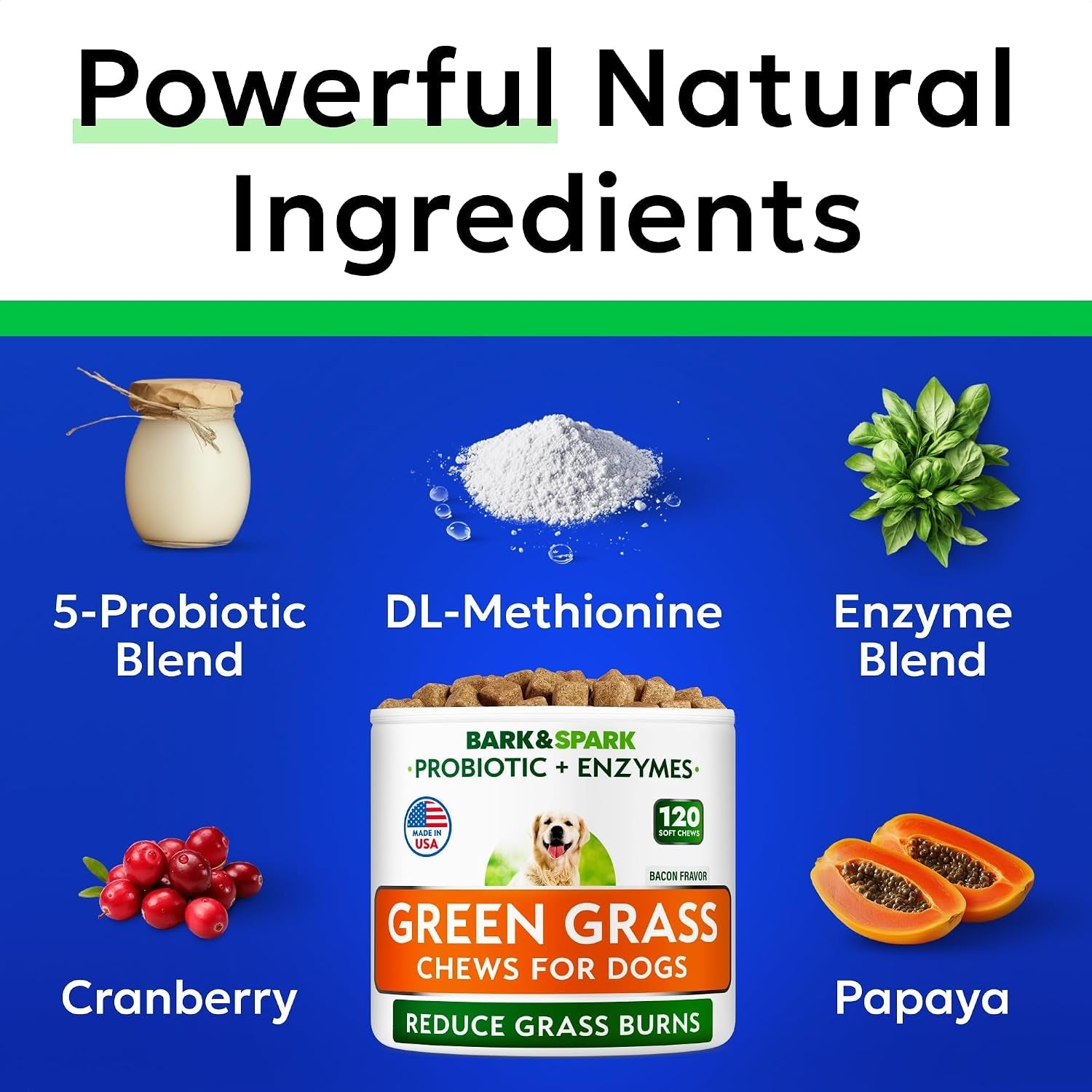 bark-spark-green-grass-dog-chews-dog-pee-grass-urine-neutralizer-lawn-grass-burn-spot-chews-with-probiotics-enzymes-helps-reduce-lawn-burn-from-dog-urine-120-soft-chews