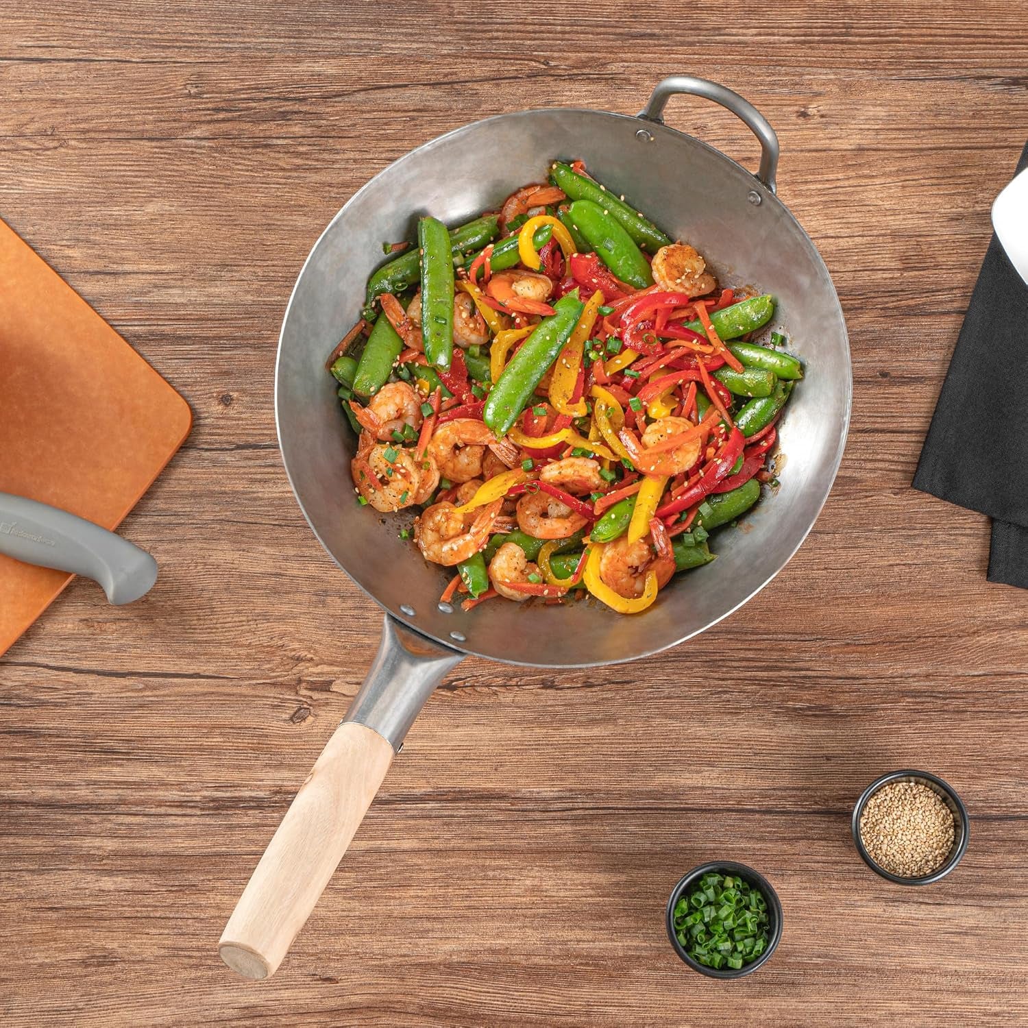 carbon-steel-wok-1-pack-of-12-inch-heavy-duty-stir-fry-pan-silver-hand-hammered-wok-efficient-maneuvering-steel-helper-handle-uniform-heat-distribution-asian-cooking