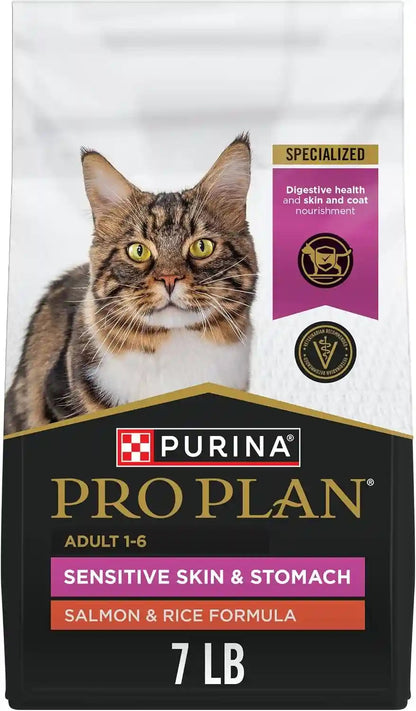 Purina Pro Plan Sensitive Skin and Stomach Adult Cat Food Salmon and Rice Formula - 7 Lb.1