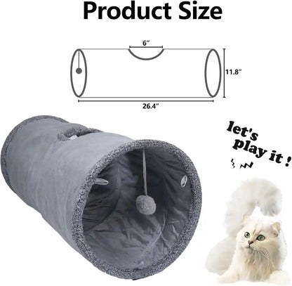 Cat Tunnel, Durable Suede Collapsible Cat Play Tube Toys with Play Ball, Indoor Cat Tunnel for Cat, Puppy, Kitty, Kitten, Rabbit (Small)4