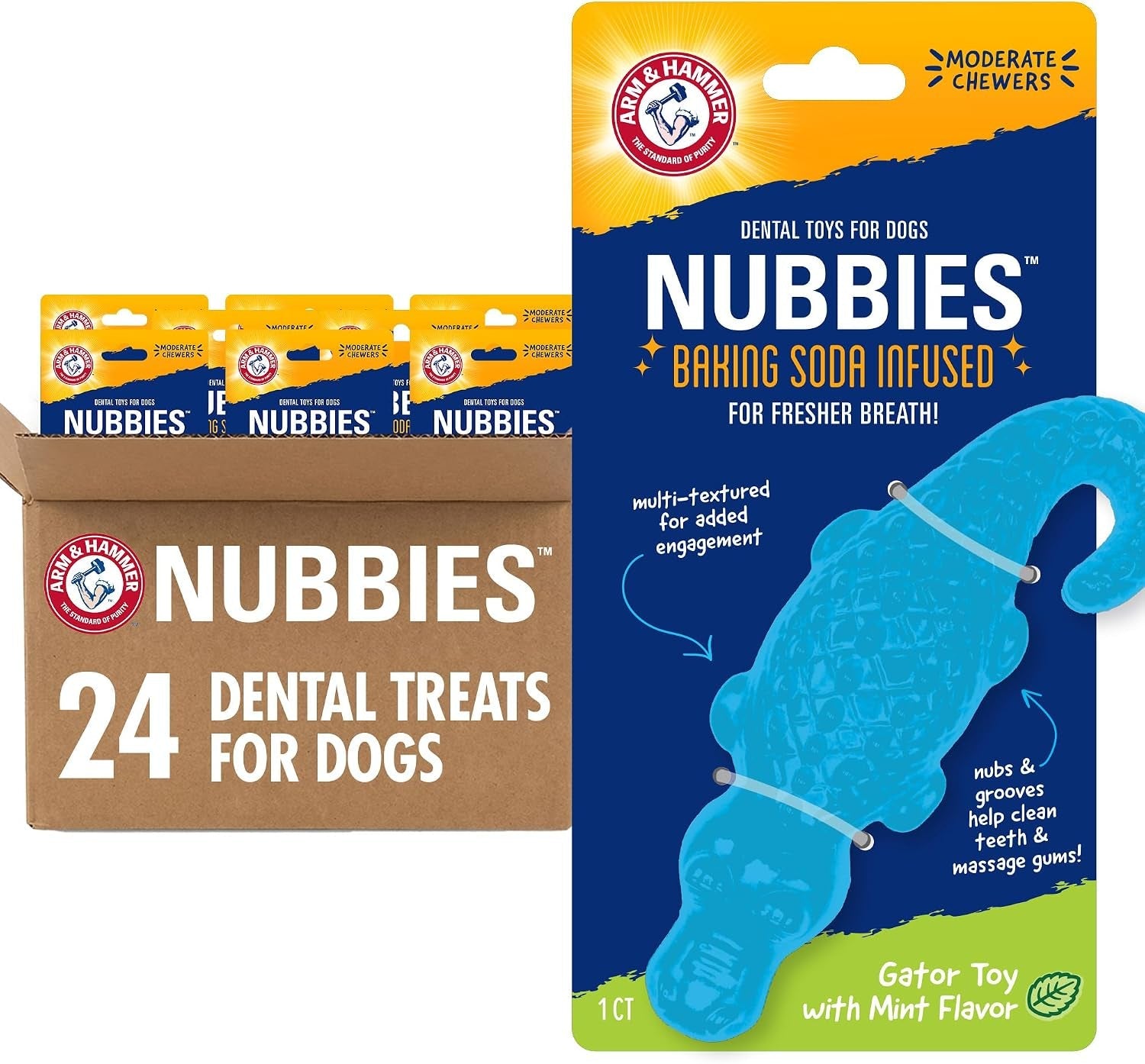 arm-and-hammer-nubbies-t-bone-dental-dog-chew-toy-with-peanut-butter-flavor-tpr-nubs-clean-teeth-and-gums-durable-nylon-chew-for-aggressive-chewers-helps-reduce-plaque-and-tartar