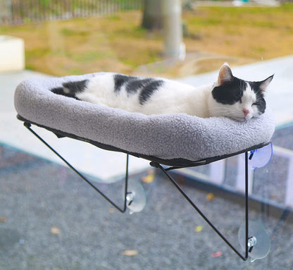 Zakkart Cat Window Perch - 100% Metal Supported from below - Comes with Warm Spacious Pet Bed - Cat Window Hammock for Large Cats & Kittens - for Sunbathing, Napping & Overlooking (White)7