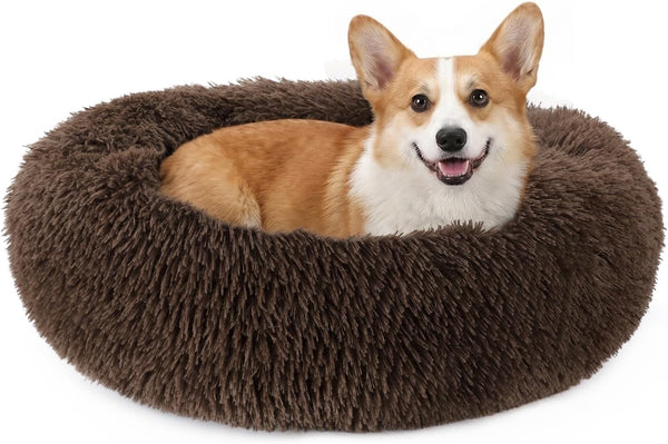 MIXJOY Orthopedic Dog Bed Comfortable Donut Cuddler round Pet Beds Ultra Soft Washable Dog and Cat Cushion (20''/23''/30'') (23'', Brown)16