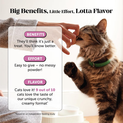 Cat Multivitamin Crunchy Creamy Chews - Daily Cat Vitamins with Lysine, Prebiotics, Omega 3 Fish Oil - Cat Treats for Immune Support, Skin Coat, Digestion, Heart + Joint Health (30-Day Supply)4