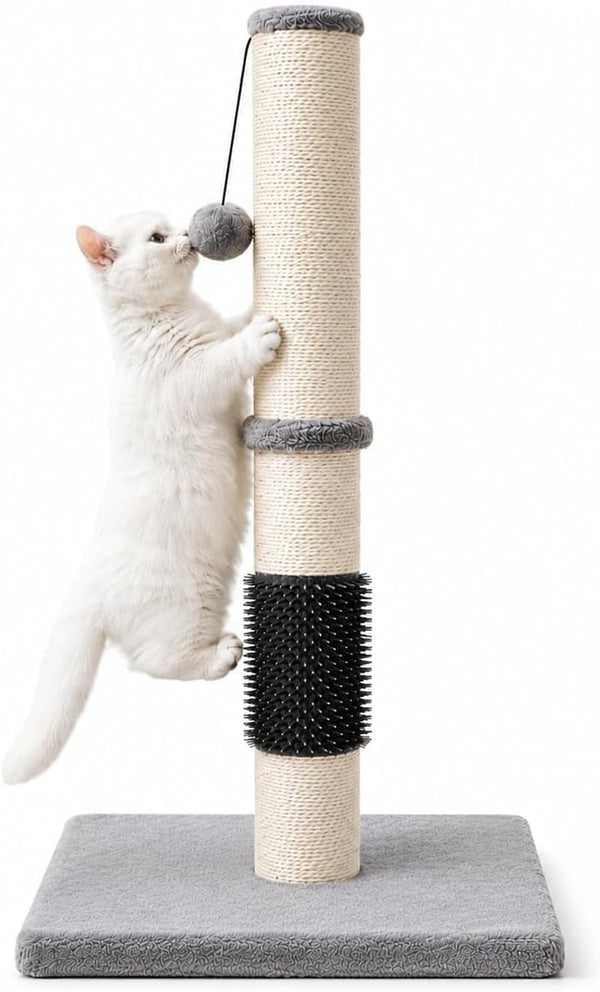 Meowhomm 32” Tall Cat Scratching Posts for Indoor Cats Adults with 2 Hanging Ball, Large Cat Scratch Post Cat Scratcher Includes Sisal Rope(Yellow)8