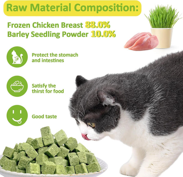 Freeze-Dried Cat Grass Treats with Premium Gourmet Blend - Natural Hairball Control & Gut Health Support for Cats (Chicken Breast Formula, 1.76 Oz)4