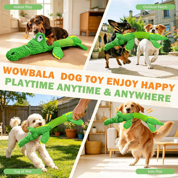 WOWBALA Dog Squeaky Toys Stretchable Crocodile for Interactive Tug of War | 24-31In Plush Chew Toy with Squeaker & Crinkle Paper, Pineapple Cotton, Ideal for Puppy Small Medium Dogs Indoor Outdoor Play7
