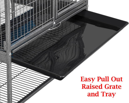 Large Two Full Story Deluxe Double Unit 4-Tiers Tight 1/2-Inch Bar Spacing Durable Front Doors Water Bottle Food Bowl for Feisty Ferret Squirrel Hammock Rat Gerbil Small Animal Critter Rolling Cage8
