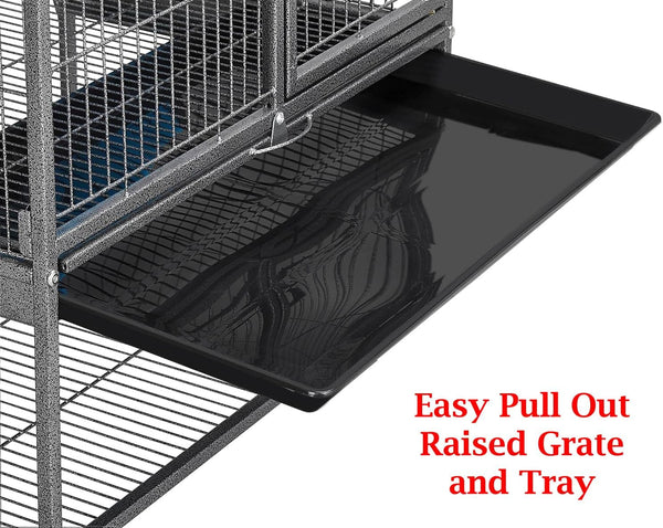 Large Two Full Story Deluxe Double Unit 4-Tiers Tight 1/2-Inch Bar Spacing Durable Front Doors Water Bottle Food Bowl for Feisty Ferret Squirrel Hammock Rat Gerbil Small Animal Critter Rolling Cage8