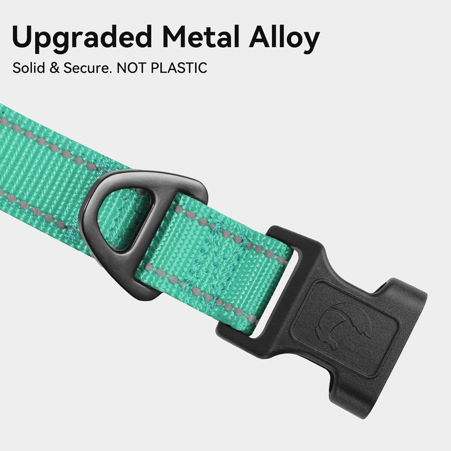 joytale-reflective-dog-collar-adjustable-neoprene-padded-teal-l-breathable-nylon-for-large-dogs-no-chafing-on-walks-and-outdoor-hikes-tear-resistant-webbing-metal-d-ring-night-safety