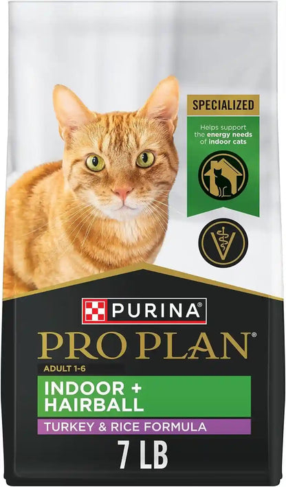 Purina Pro Plan Hairball Management, Indoor Cat Food, Turkey and Rice Formula - 7 Lb. Bag1