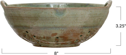 Creative Co-Op Stoneware Berry Bowl with Handles, Aqua Reactive Glaze4
