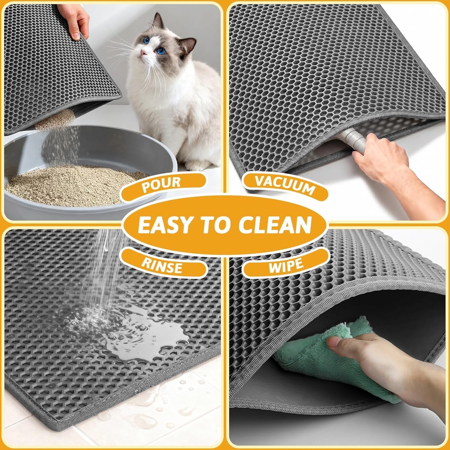 pieviev-cat-litter-mat-double-layer-waterproof-urine-proof-trapping-mat-1-pack-gray-24x15-inch-pack-of-1-honeycomb-design-catches-scattered-particles-to-stop-tracking-urineproof-base-protects-floors-easy-to-clean