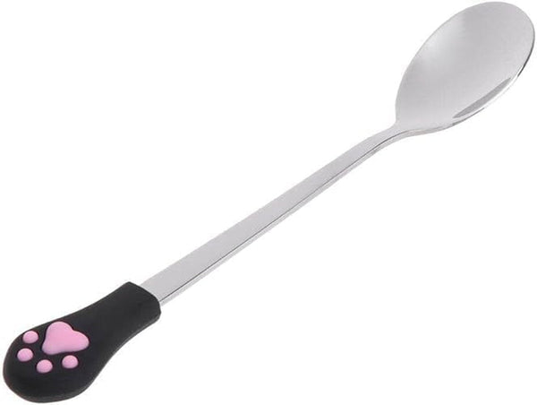 Silver Pet Food Spoon, Stainless Steel Spoon anti Slip Silicone Handle Can Cute for Pets Dogs Food Storage Feeding and Watering Supplies1