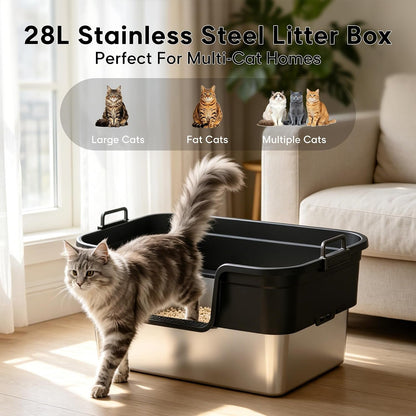 Litter Box,Extra Large Cat Litter Box, Enclosed Design Prevents Scatter, 30° Angled Filter Plate, Leak-Proof, Includes Cat Litter Mat & Metal Scoop3