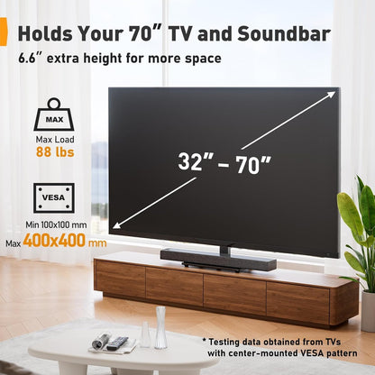 Universal Swivel TV Stand Base for 32–70 Inch Tvs to 88Lbs | 9-Level Height Adjustable, Tempered Glass Base, Tilt, Max VESA 400X400Mm, TV Stand Mount for Living Room & Bedroom, PGTVS262