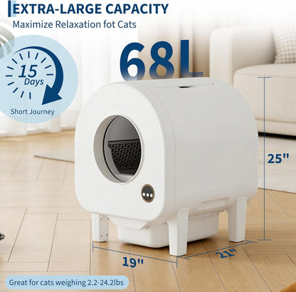 Garvee Self-Cleaning Cat Litter Box, Automatic Smart Pet Litter Box, Large Capacity for Multiple Cats, Wifi-Enabled App Control with Safety Sensors W/Garage Bags | Multiple Cats Available, Large Capacity, Wifi-Enabled App Control W/Safety Sensors W/ Garage Bags2