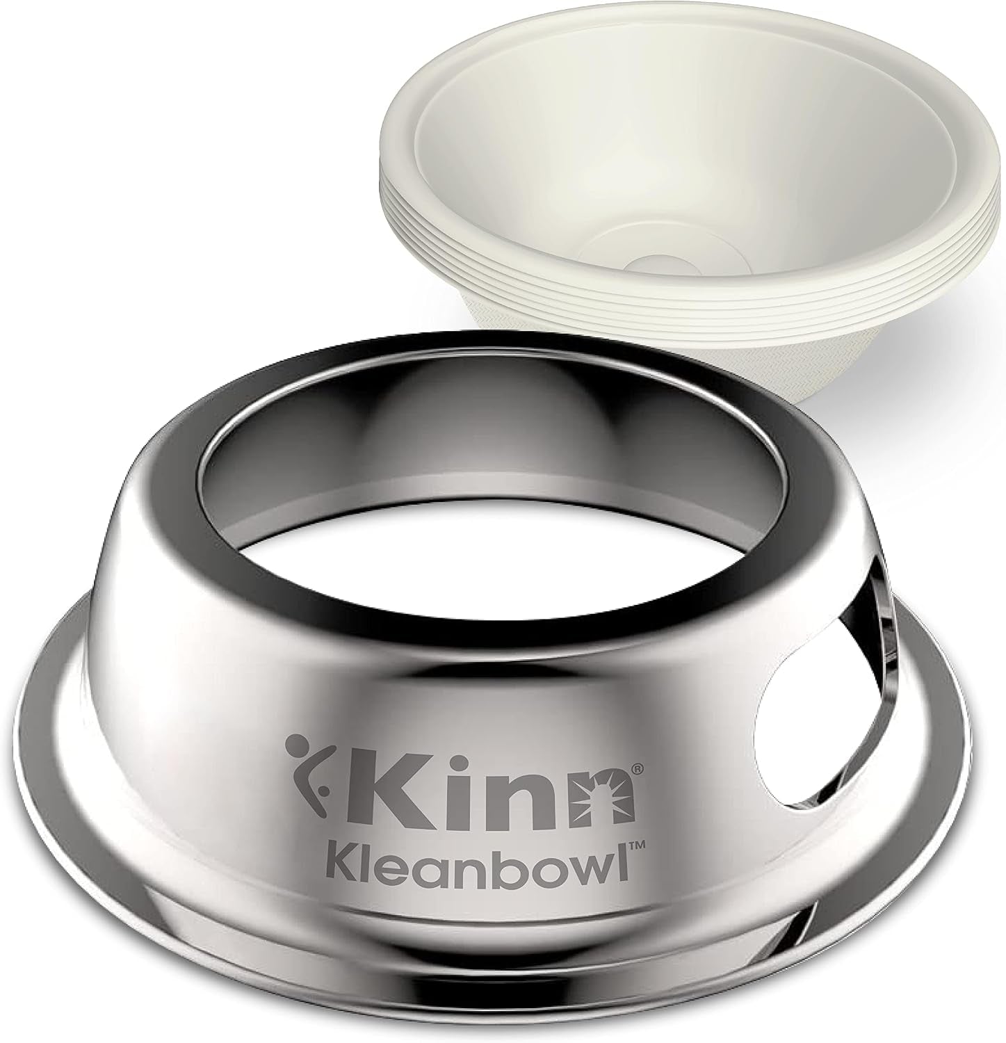 kinn-kleanbowl-pet-bowl-stainless-steel-frame-8-oz-pack-of-1-compostable-refills-spill-proof-stable-disposable-easy-cleaning-no-plastic