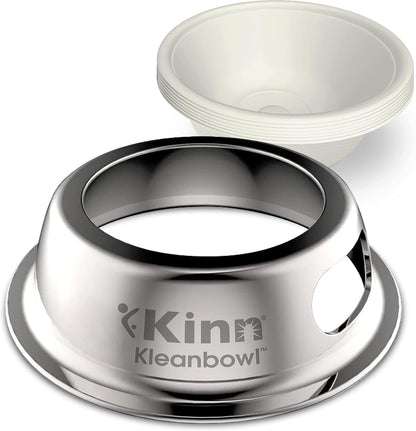 Kinn Kleanbowl Pet Bowl Stainless Steel Frame, 8 Oz (Pack of 1) | Compostable Refills, Spill-Proof Stable, Disposable, Easy Cleaning, No Plastic1