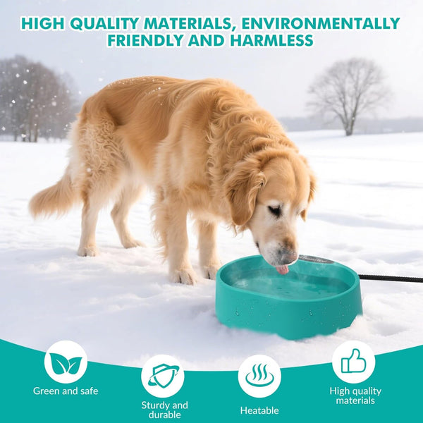 125 OZ/3.7L Heated Water Bowl, Large Heated Dog Bowls for Outside, Safety Listed Heated Pet Bowl with Anti-Chew Cord for Dog, Chicken,Duck,Cat Drinking Water in Winter, Anti-Slip Base6
