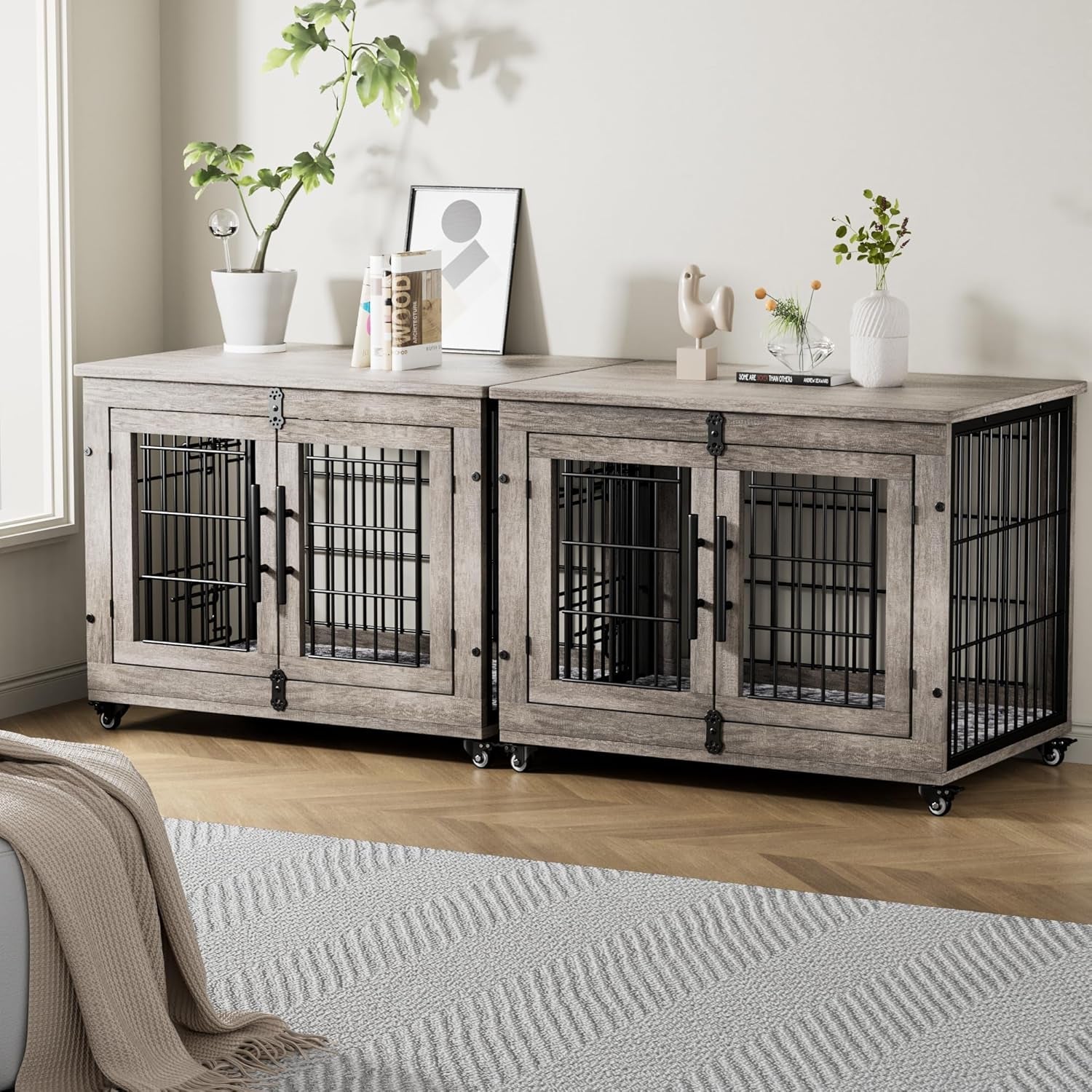 medium-dog-crate-furniture-32-heavy-duty-kennel-w-cushion-wheels-grey-double-doors-wooden-dog-cage-chew-resistant-end-table-decorative-27-32-38-44-options-indoor
