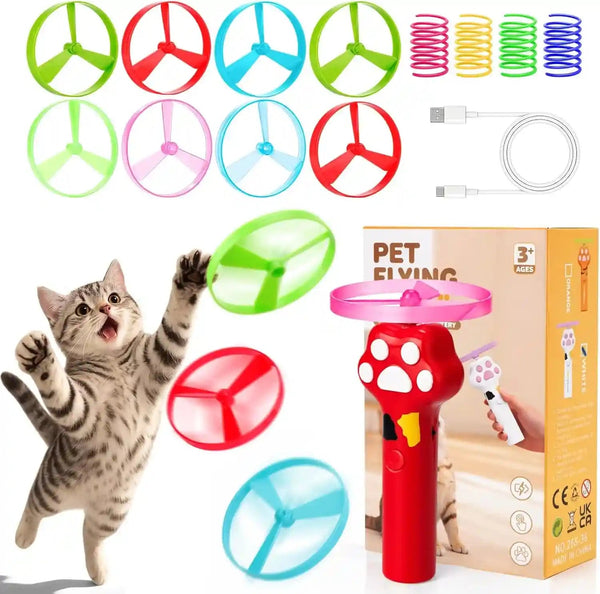 BABORUI Cat Toy Disc Launcher, Rechargeable Interactive Cat Fetch Toy Launcher with 8 Flying Discs, Flying Enrichment Toys for Indoor Bored Kittens & Adult Cats (Yellow)14
