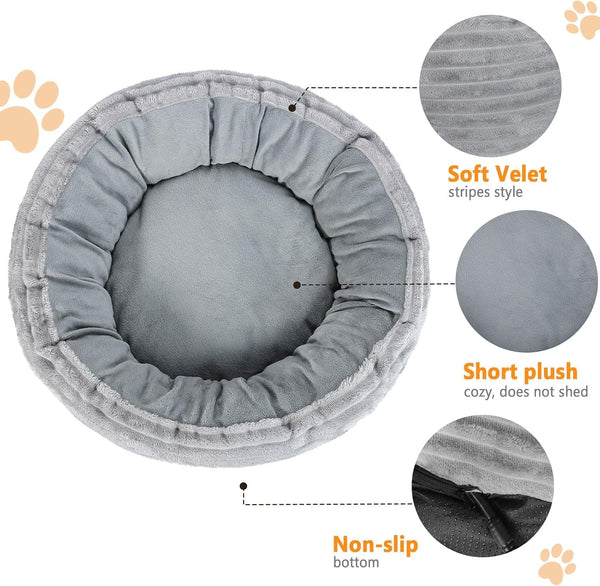 Heated Cat Bed for Indoor Cats, 20’’ Electric Cat Heated Bed Pet Warming Bed for Cats and Small Dogs, Washable Calming round Donut Pet Bed with Heating Pad, Indoor Use3