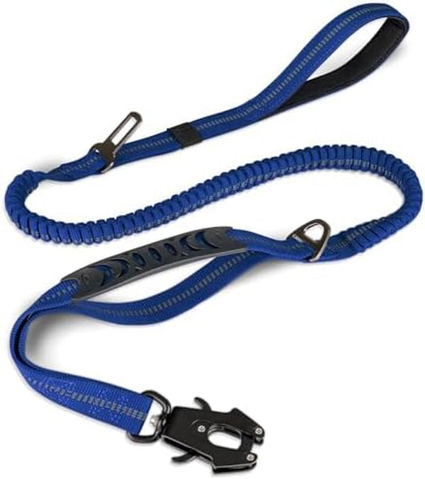 Joytale Tactical Bungee Dog Leash, Shock Absorbing No Pull, Coyote Brown | for Large Dogs That Pull, 2 Padded Handles for Control, Car Seatbelt Clip, Reflective for Night Safety, Metal Frog Clip14