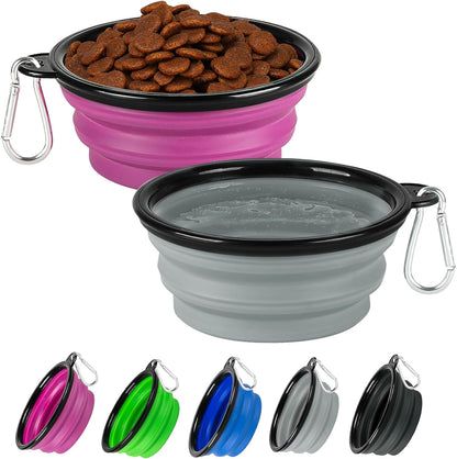 Collapsible Dog Bowl Large 34Oz, Travel Dog Water Bowl Portable | 2 Pack, 2 Carabiner Clips, Silicone Travel Dog Bowl Foldable, Feeding Watering Dish Bowl, for Parking, Walking, Camping10