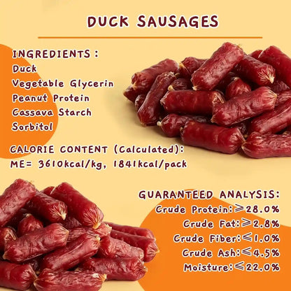 Jungle Calling 66-Count Soft Duck Sausage Treats for Small & Medium Dogs | Slow Roasted Chewy Duck Jerky, Low Fat Bite-Sized Training Treats, Soft Treats for Senior Dogs, Easy to Chew & Digest, 18 Oz5