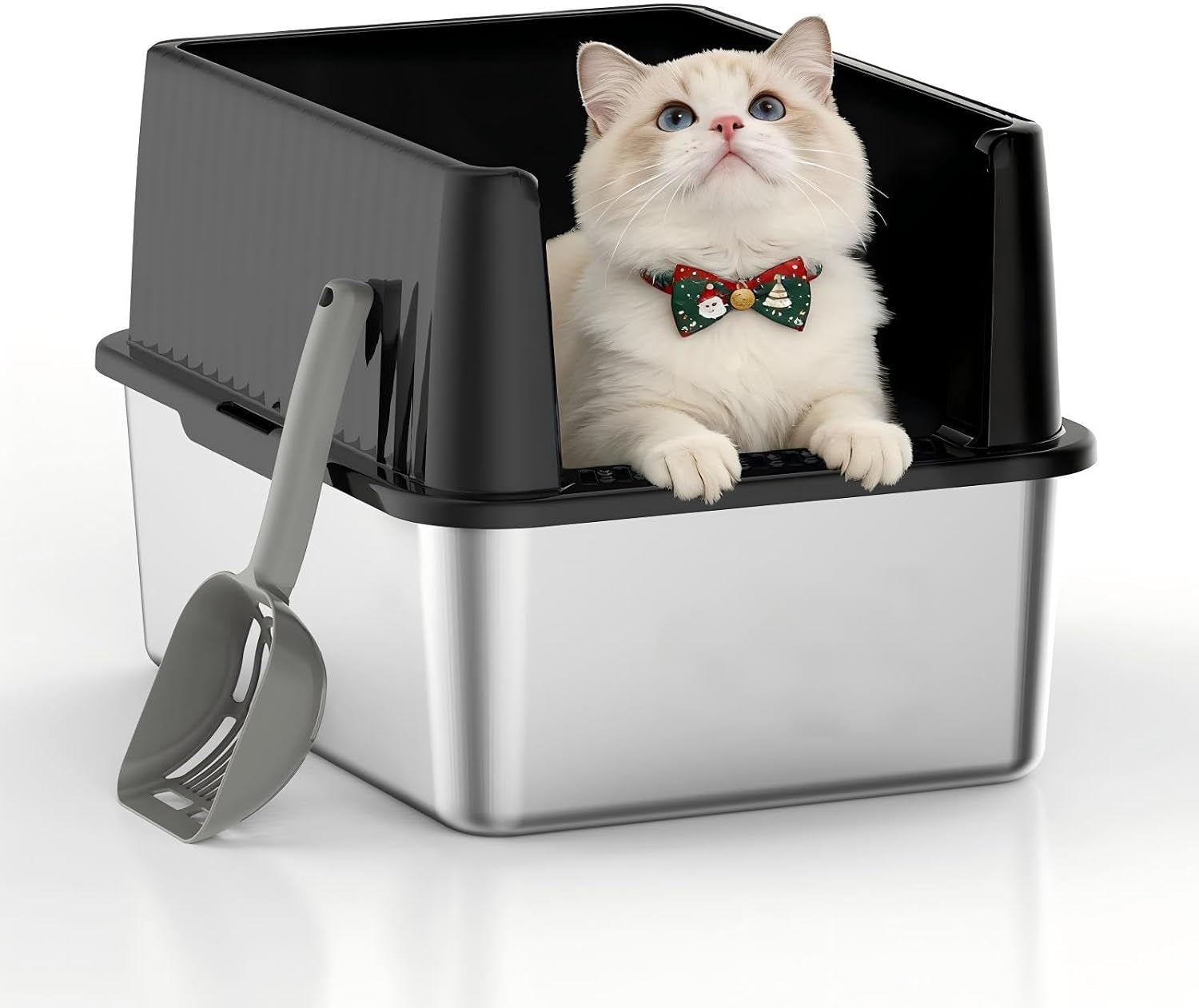 stainless-steel-cat-litter-box-11-8-high-sides-for-litter-scatter-urine-spray-control-easy-to-clean-non-stick-litter-pan-low-entry-for-kittens-small-cats-compact-space-saving-design