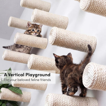 Xympo Wall-Mounted Cat Climbing Steps, Floating Sisal Scratching Posts, 8 Inch, 3 Pack, Easy Drywall Install7