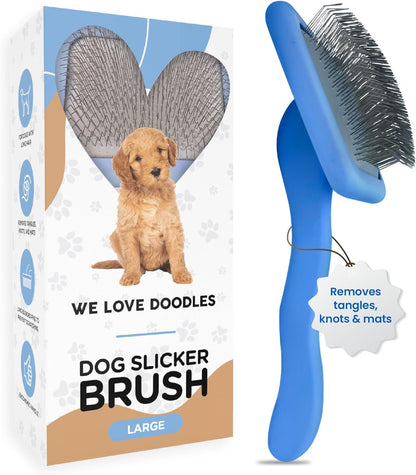 Slicker Brush for Dogs, Pet Grooming Brushes for Doodles & Poodles, Large | Best Brush for Long Haired Dogs, Dematting Comb & Deshedding Tools for Goldendoodle Coats, Puppy Matting Grooming Supplies1