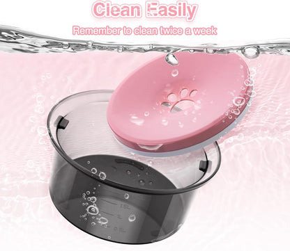 2L Dog Water Bowl No Spill, 70Oz Large Spill Proof Dog Water Bowl Reduce Refill, Slow Drinking Water Bowl anti Splash No Mess Pet Water Bowl for Vehicle/Outdoor/Indoor, Pink6