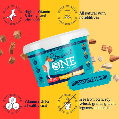 Stewart Freeze Dried Dog Treats, Three Flavor Variety Pack, 9 Oz Tub | Premium Quality Raw Protein, Single Ingredient, High Protein Training Treats & Food Topper, No Refrigeration, Cat Friendly2